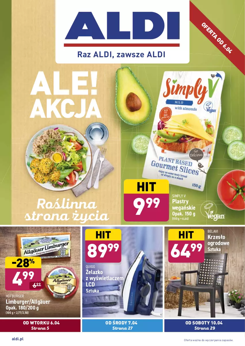Gazetka promocyjna Aldi - ALE! CENA w ALDI - ważna 06.04 do 10.04.2021 - strona 1 - produkty: Burger, Hofburger, Krzesło, Krzesło ogrodowe, LG, Limburger