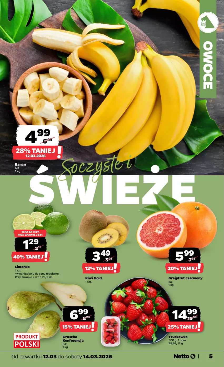 Gazetka promocyjna Netto - Od Czwartku - ważna 12.03 do 14.03.2026 - strona 5 - produkty: Grejpfrut, Kiwi, Limonka, Owoce