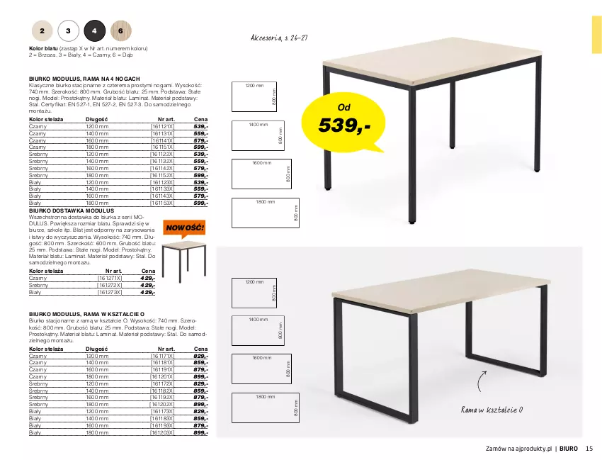 Gazetka promocyjna AJ Produkty - Zima 2021 - ważna 01.01 do 31.03.2021 - strona 15 - produkty: Biurka, Biurko, Biuro, Por, Rama, Ser, Sok
