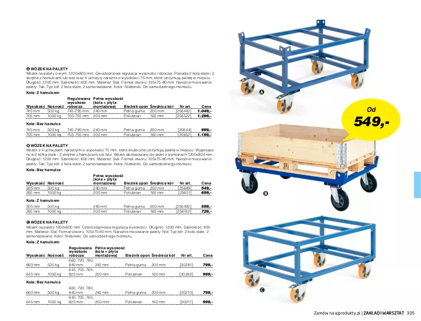Gazetka promocyjna AJ Produkty - Zima 2021 - ważna 01.01 do 31.03.2021 - strona 305 - produkty: Bieżnik, Płyta, Sok, Tera, Top, Uchwyty, Wózek