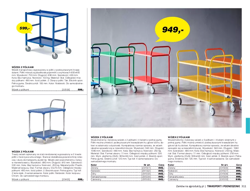 Gazetka promocyjna AJ Produkty - Zima 2021 - ważna 01.01 do 31.03.2021 - strona 311 - produkty: Anew, Bieżnik, Pojemnik, Półka, Por, Sok, Sport, Tran, Wózek, Wózek transportowy