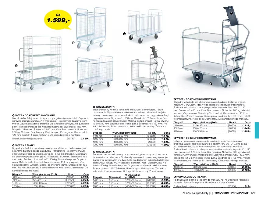 Gazetka promocyjna AJ Produkty - Zima 2021 - ważna 01.01 do 31.03.2021 - strona 329 - produkty: Anew, Bieżnik, Cynk, Podkład, Podkładka, Pojemnik, Półka, Por, Sok, Sport, Tran, Uchwyty, Wózek, Wózek transportowy