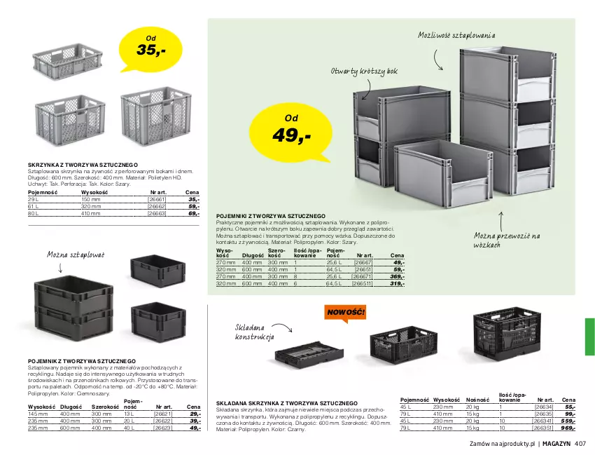 Gazetka promocyjna AJ Produkty - Zima 2021 - ważna 01.01 do 31.03.2021 - strona 407 - produkty: Paleta, Pojemnik, Por, Sok, Sport, Tran