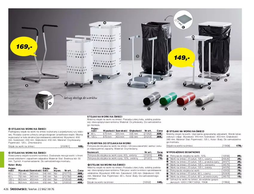 Gazetka promocyjna AJ Produkty - Zima 2021 - ważna 01.01 do 31.03.2021 - strona 426 - produkty: Cynk, Mobil, Orka, Pokrywa, Sok, Stojak, Telefon, Top, Uchwyty, Worki na śmiec, Worki na śmieci