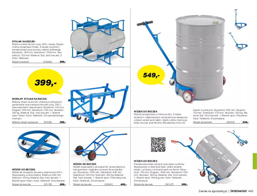 Gazetka promocyjna AJ Produkty - Zima 2021 - ważna 01.01 do 31.03.2021 - strona 443 - produkty: Bieżnik, Mobil, Por, Sok, Sport, Stojak, Tera, Top, Tran, Uchwyty, Wózek, Wózek transportowy