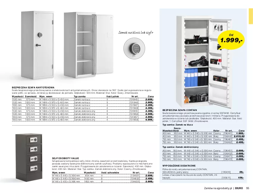 Gazetka promocyjna AJ Produkty - Zima 2021 - ważna 01.01 do 31.03.2021 - strona 95 - produkty: Biuro, Drzwi, Fa, Haczyk, Listwa, Piec, Półka, Sejf, Silan, Sok, Szafa