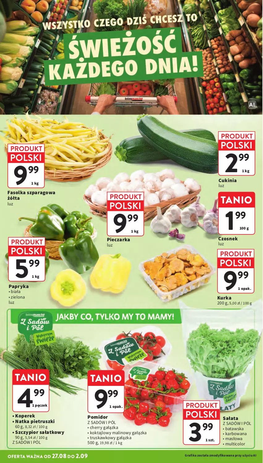 Gazetka promocyjna Intermarche - Gazetka promocyjna - ważna 27.08 do 02.09.2026 - strona 12 - produkty: Czosnek, Fa, Gra, Grafika, Masło, Natka pietruszki, Papryka, Piec, Pieczarka, Sałat