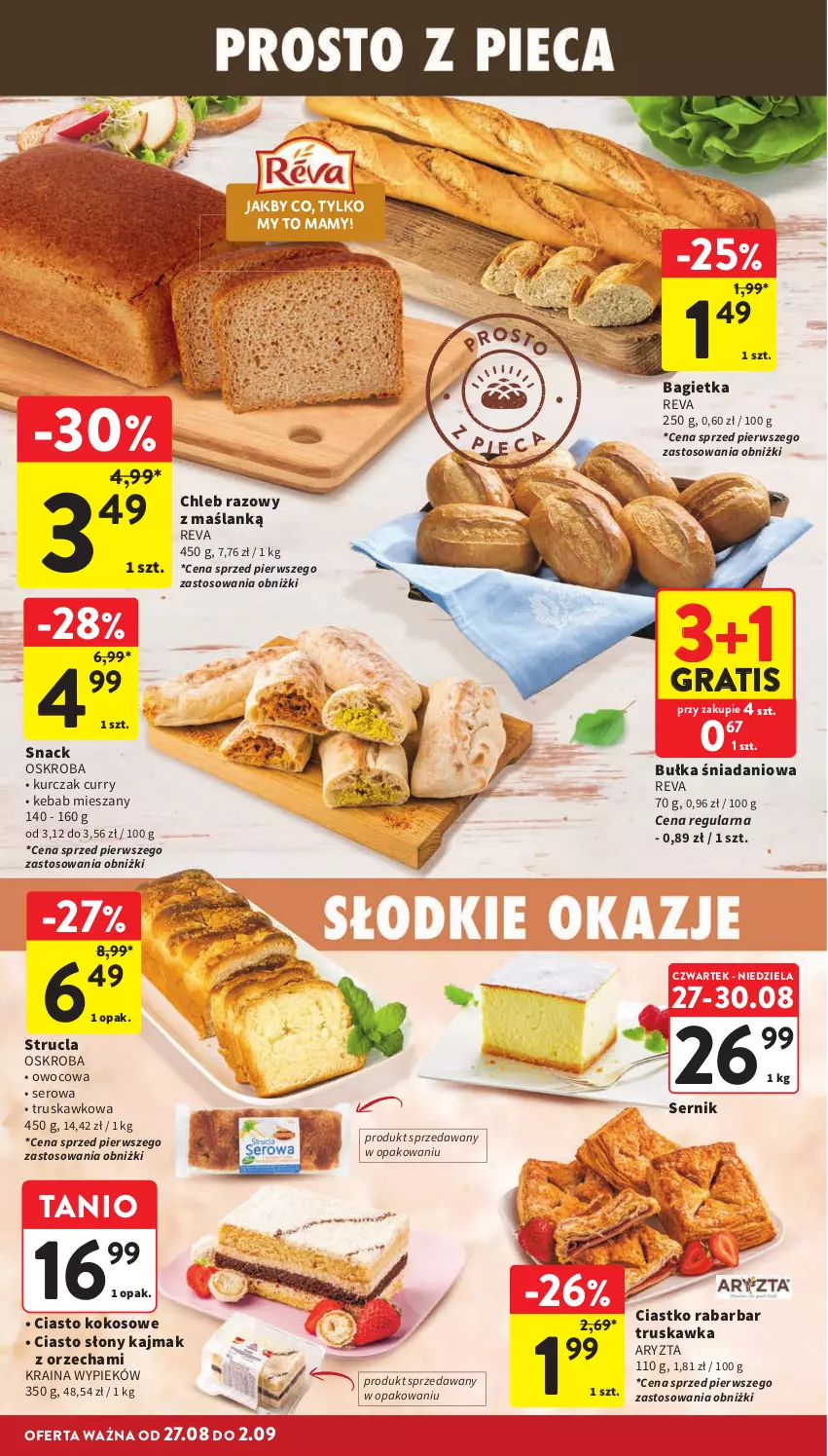 Gazetka promocyjna Intermarche - Gazetka promocyjna - ważna 27.08 do 02.09.2026 - strona 18 - produkty: Bagietka, Bułka, Chleb, Danio, Gra, Kebab, Kokos, Kurczak, Ser, Strucla