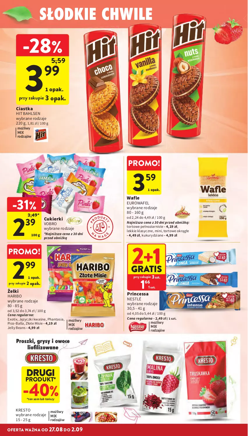 Gazetka promocyjna Intermarche - Gazetka promocyjna - ważna 27.08 do 02.09.2026 - strona 28 - produkty: Ciastka, Cukier, Cukierki, Gra, Haribo, Jelly beans, Nestlé, Pico-Balla, Princessa, Wafle