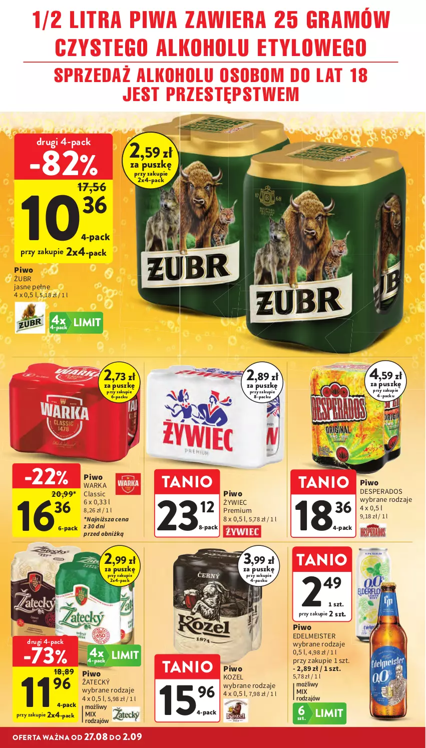 Gazetka promocyjna Intermarche - Gazetka promocyjna - ważna 27.08 do 02.09.2026 - strona 34 - produkty: Desperados, Gra, Kozel, Piwa, Piwo, Warka