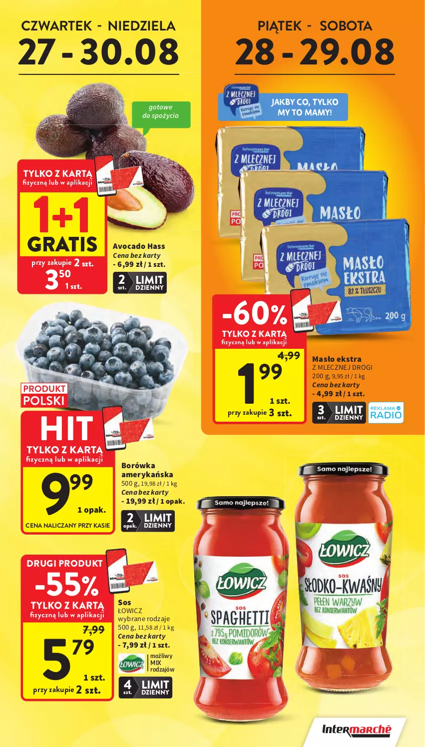 Gazetka promocyjna Intermarche - Gazetka promocyjna - ważna 27.08 do 02.09.2026 - strona 5 - produkty: Avocado, Borówka, Borówka amerykańska, Gra, Masło, Sos