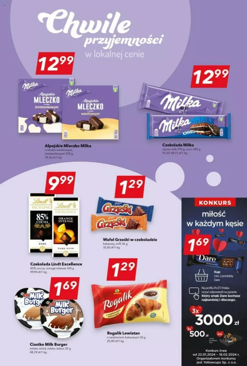 Gazetka promocyjna Lewiatan - ważna 25.01 do 30.01.2024 - strona 12 - produkty: Burger, Czekolada, Grześki, Kakao, Koc, Lindt, Oreo, Rogal