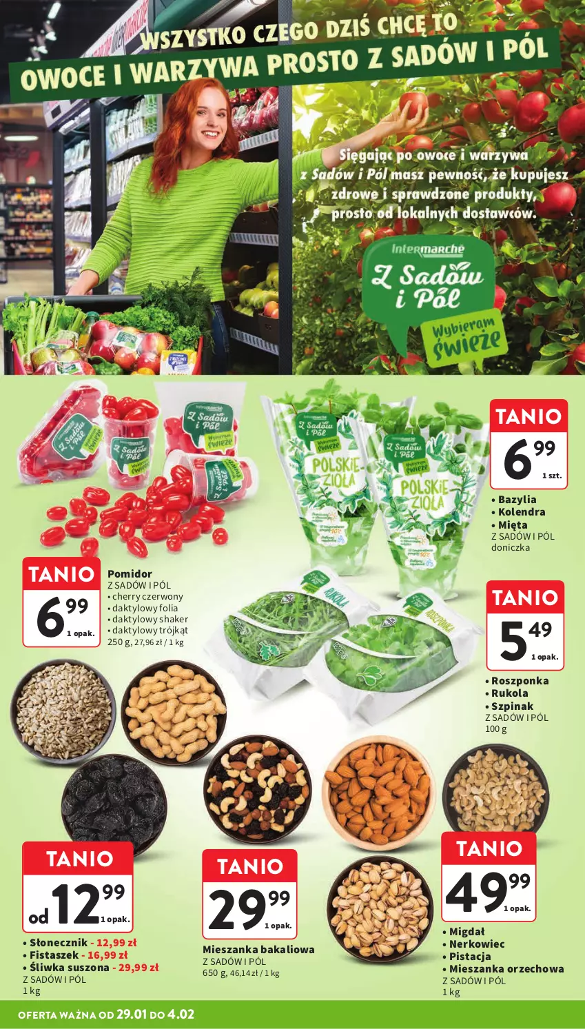 Gazetka promocyjna Intermarche - Gazetka promocyjna - ważna 29.01 do 04.02.2026 - strona 12 - produkty: Bazyl, Bazylia, Kolendra, Mieszanka bakaliowa, Mieszanka orzechowa, Mięta, Roszponka, Rukola, Szpinak