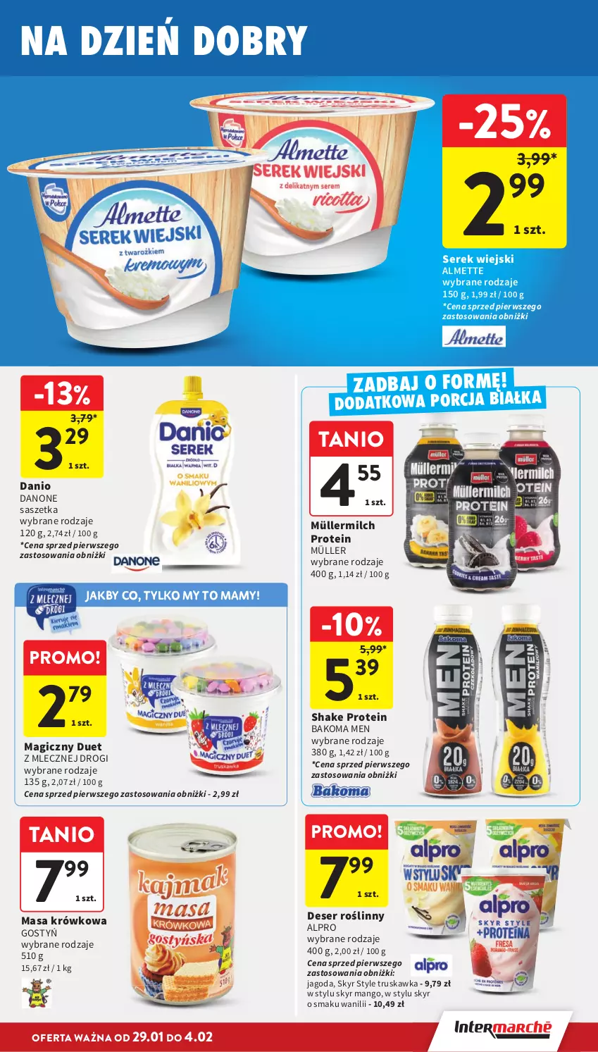 Gazetka promocyjna Intermarche - Gazetka promocyjna - ważna 29.01 do 04.02.2026 - strona 23 - produkty: Almette, Alpro, Bakoma, Danio, Danone, Deser, Mango, Masa krówkowa, Müller, Müllermilch, Ser, Serek, Serek wiejski