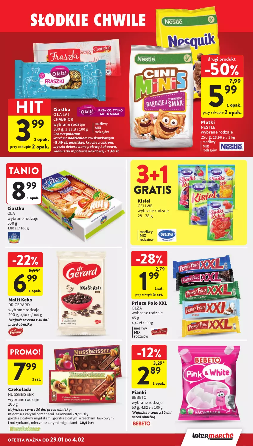 Gazetka promocyjna Intermarche - Gazetka promocyjna - ważna 29.01 do 04.02.2026 - strona 29 - produkty: Chabrior, Ciastka, Czekolada, Dr Gerard, Gra, Kakao, Kisiel, Prince Polo, Ser