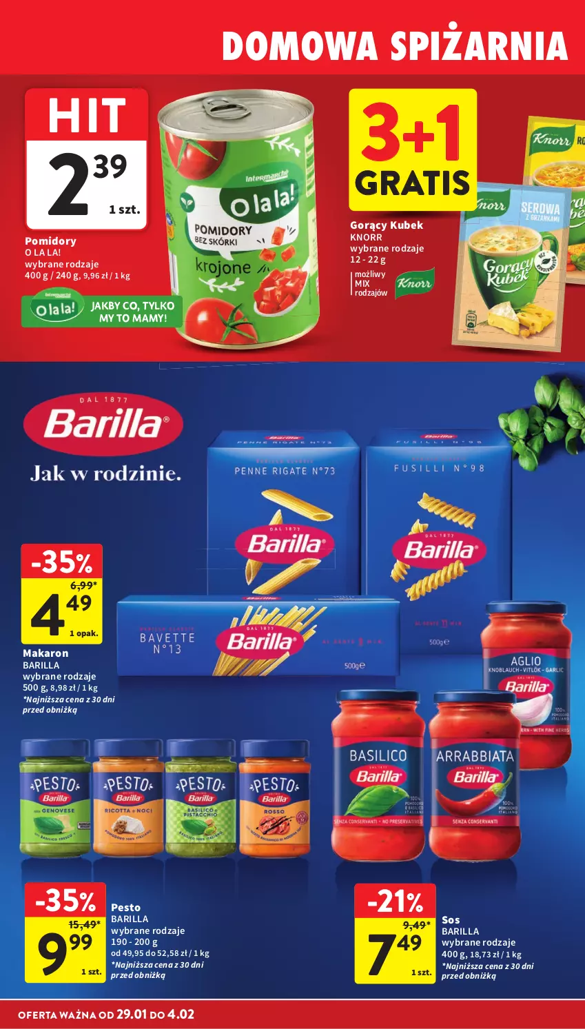 Gazetka promocyjna Intermarche - Gazetka promocyjna - ważna 29.01 do 04.02.2026 - strona 32 - produkty: Barilla, Gra, Knorr, Kubek, Makaron, Pesto, Pomidory, Sos