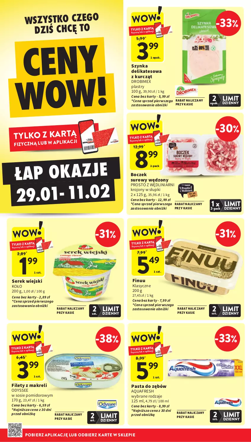 Gazetka promocyjna Intermarche - Gazetka promocyjna - ważna 29.01 do 04.02.2026 - strona 8 - produkty: Aquafresh, Boczek, Drobimex, Finuu, Pasta do zębów, Ser, Serek, Serek wiejski, Sos, Szynka, Szynka delikatesowa