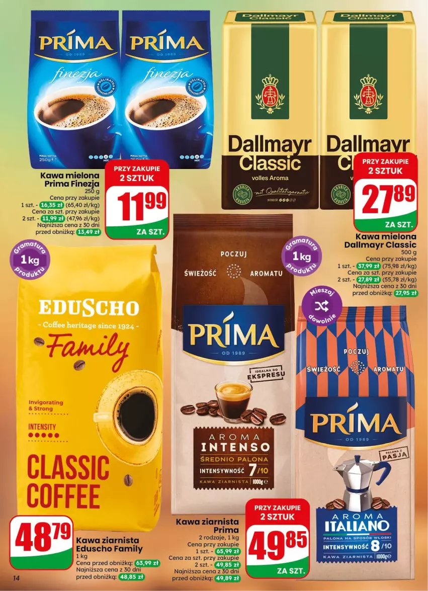 Gazetka promocyjna Dino - Gazetka 44 / 2026 - ważna 28.10 do 03.11.2026 - strona 14 - produkty: Fa, Kawa, Kawa mielona, Kawa ziarnista, Prima
