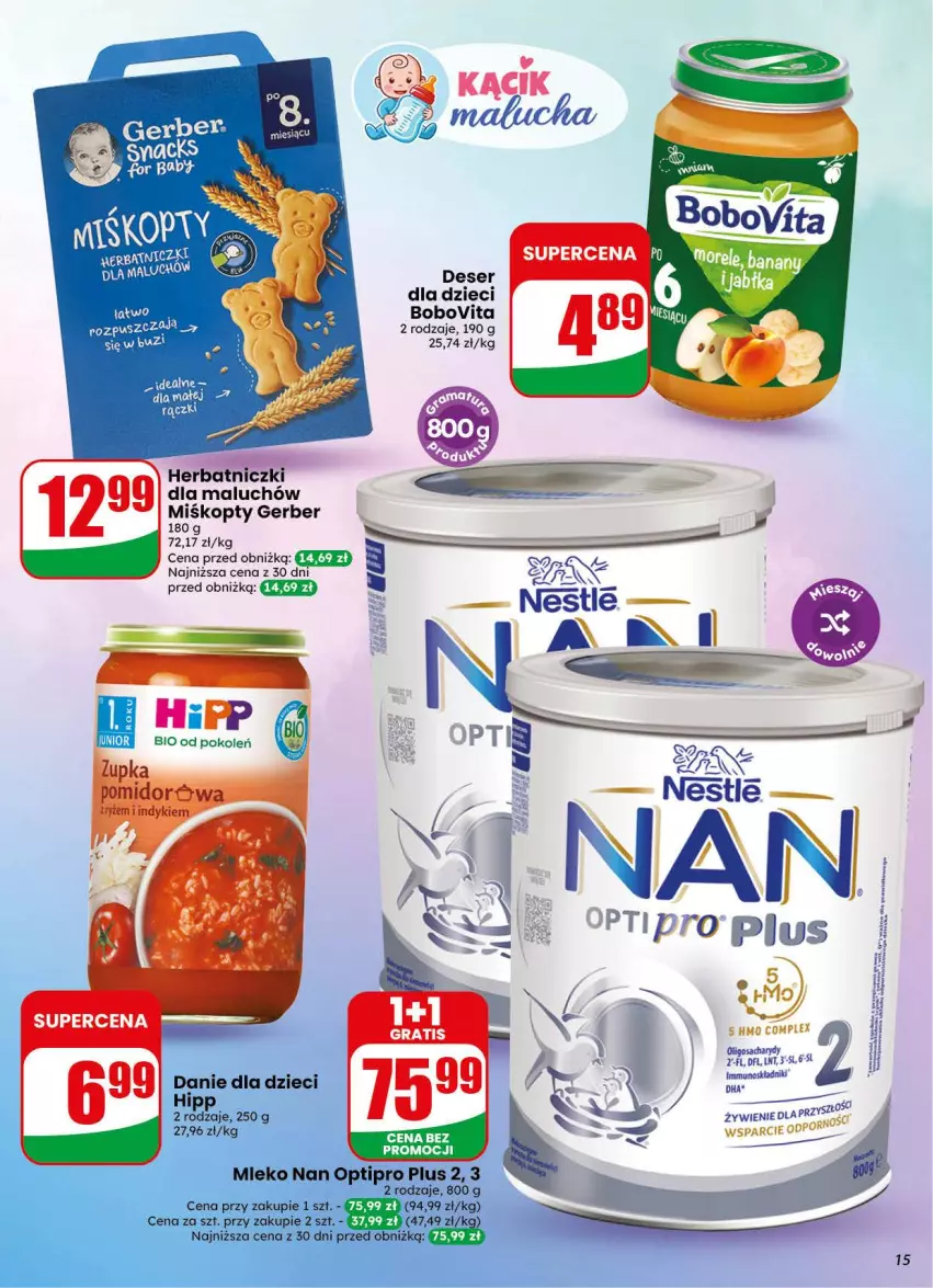 Gazetka promocyjna Dino - Gazetka 44 / 2026 - ważna 28.10 do 03.11.2026 - strona 15 - produkty: BoboVita, Danie dla dzieci, Dzieci, Fa, Gerber, NAN Optipro, Por, Ser