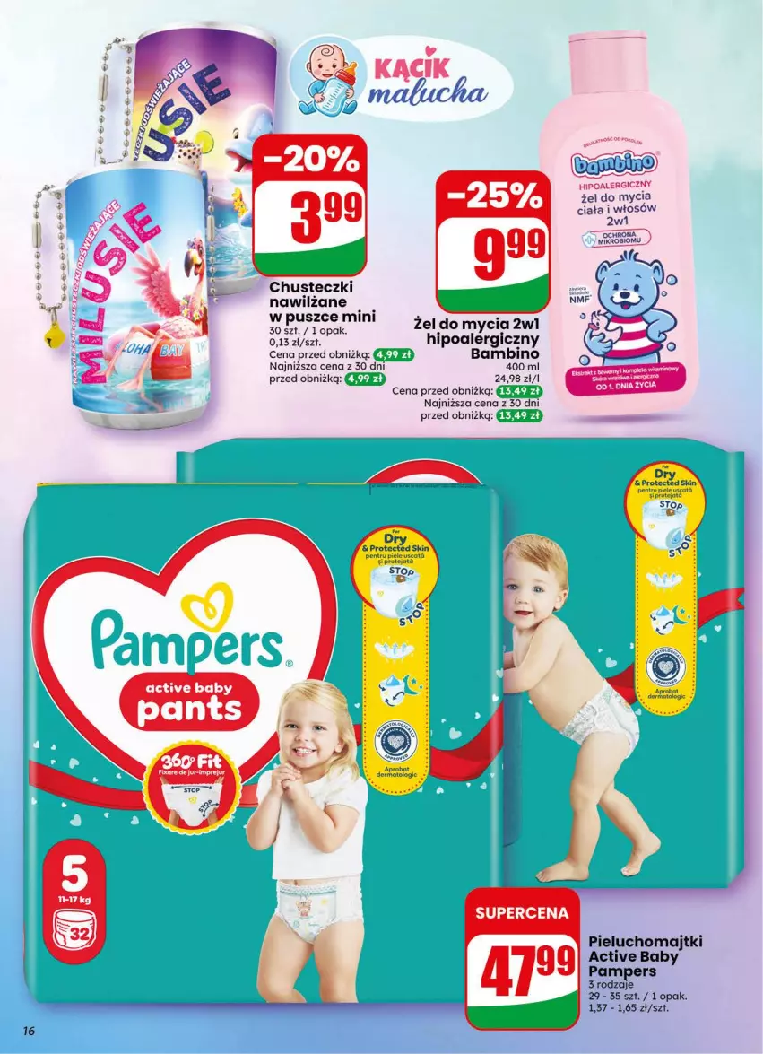 Gazetka promocyjna Dino - Gazetka 44 / 2026 - ważna 28.10 do 03.11.2026 - strona 16 - produkty: Chusteczki, Majtki, Pampers, Pieluchomajtki, Por