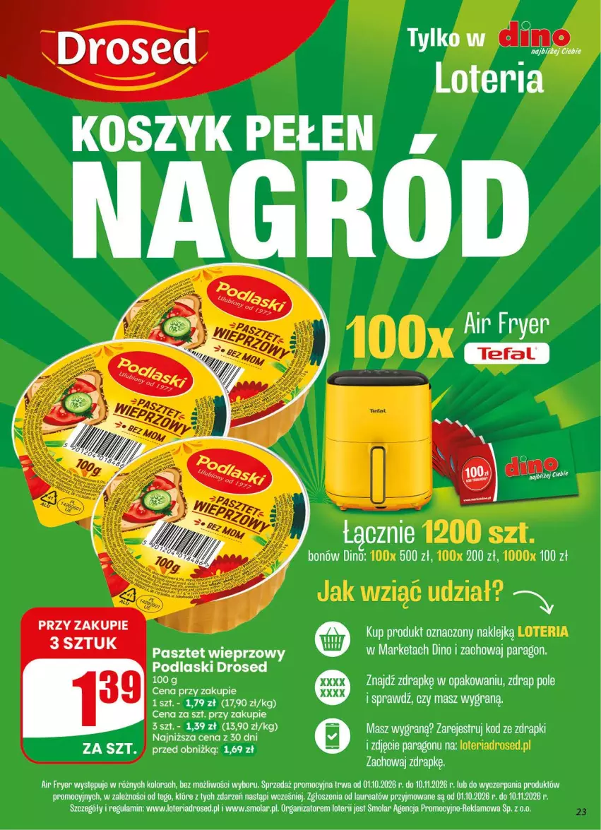Gazetka promocyjna Dino - Gazetka 44 / 2026 - ważna 28.10 do 03.11.2026 - strona 23 - produkty: Gra, JBL, Klej, Laur, Mola, Pasztet, Podlaski