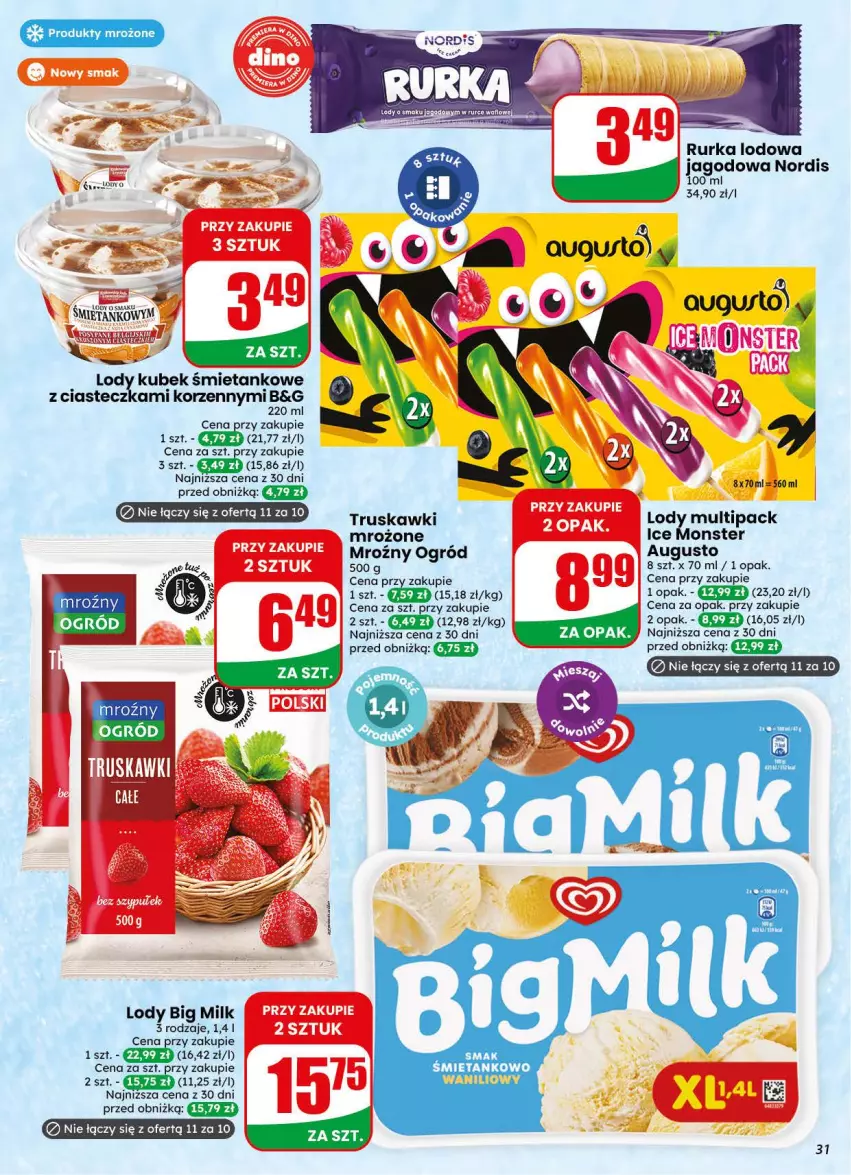 Gazetka promocyjna Dino - Gazetka 44 / 2026 - ważna 28.10 do 03.11.2026 - strona 31 - produkty: Big Milk, Ice Monster, Kubek, Lody, Ogród, Truskawki
