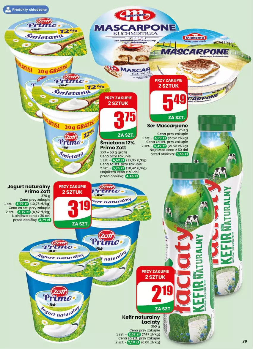 Gazetka promocyjna Dino - Gazetka 44 / 2026 - ważna 28.10 do 03.11.2026 - strona 39 - produkty: Jogurt, Jogurt naturalny, Kefir, Kefir naturalny, Mascarpone, Ser, Zott