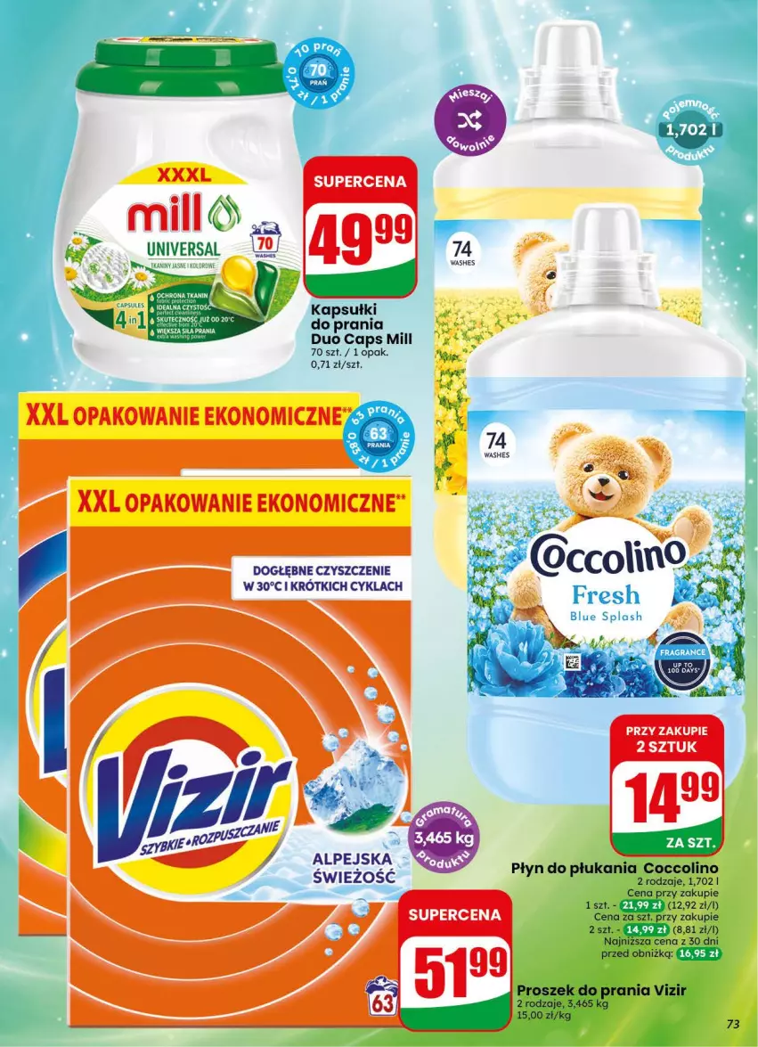 Gazetka promocyjna Dino - Gazetka 44 / 2026 - ważna 28.10 do 03.11.2026 - strona 73 - produkty: Coccolino, Kapsułki do prania, Płyn do płukania, Proszek do prania, Vizir