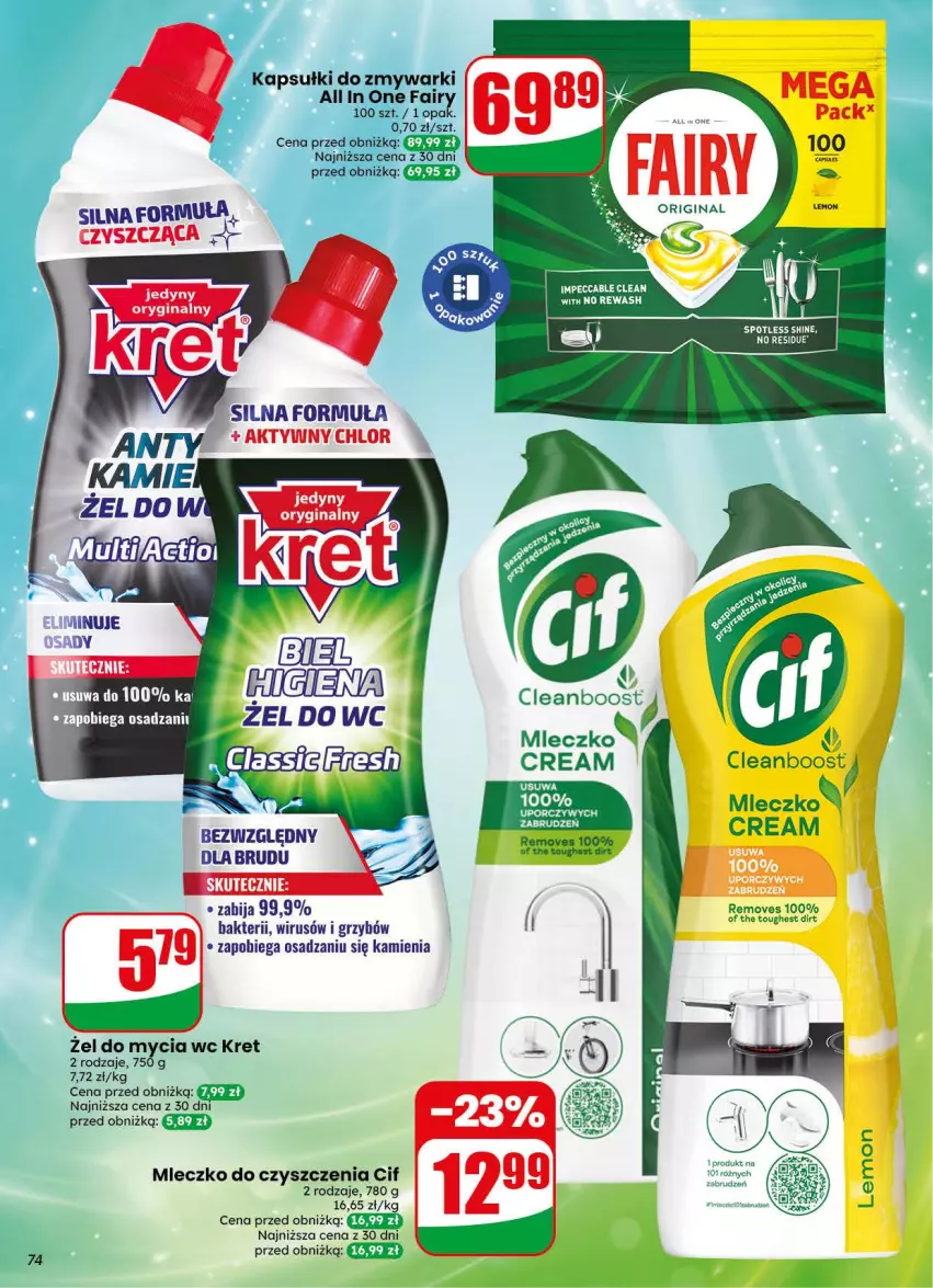 Gazetka promocyjna Dino - Gazetka 44 / 2026 - ważna 28.10 do 03.11.2026 - strona 74 - produkty: Cif, Fa, Kret, Mleczko, Zmywarki