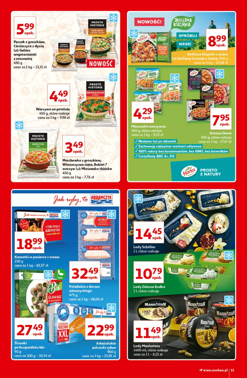 Gazetka promocyjna Auchan - Kultowe Marki Hipermarkety - ważna 09.09 do 15.09.2021 - strona 11 - produkty: Bukiet, Dynią, Krewetki, Marchewka, Paluszki rybne, Ser, Sos, Warzywa