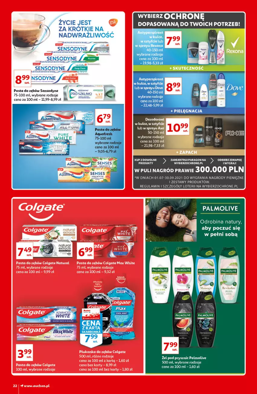 Gazetka promocyjna Auchan - Kultowe Marki Hipermarkety - ważna 09.09 do 15.09.2021 - strona 22 - produkty: Antyperspirant, Fa, Gra, Palmolive, Pasta do zębów, Rexona, Senses, Sensodyne