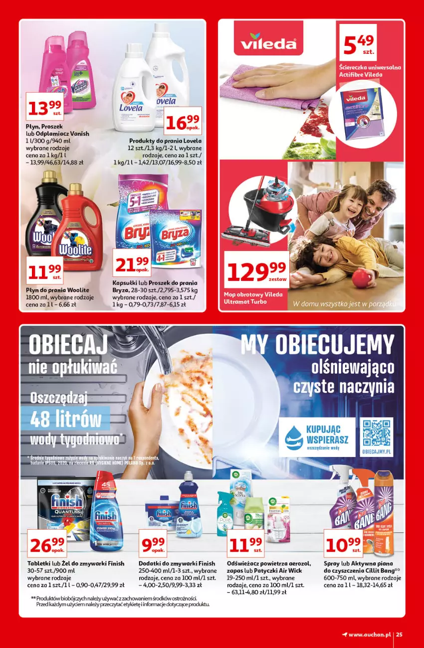 Gazetka promocyjna Auchan - Kultowe Marki Hipermarkety - ważna 09.09 do 15.09.2021 - strona 25 - produkty: Air Wick, Bryza, Cillit Bang, Finish, Lovela, Odplamiacz, Odświeżacz powietrza, Płyn do prania, Proszek do prania, Tablet, Vanish, Woolite, Zmywarki