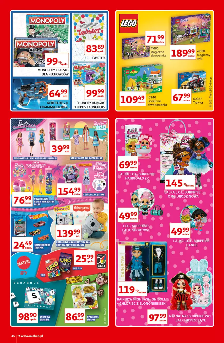 Gazetka promocyjna Auchan - Kultowe Marki Hipermarkety - ważna 09.09 do 15.09.2021 - strona 34 - produkty: Barbie, Chodzik, Fa, Gin, Gry, HiPP, Lalka, LEGO, Monopoly, Samochodziki, Scrabble, Traktor