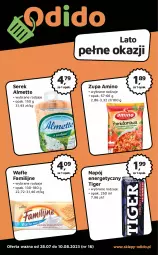 Gazetka promocyjna Odido - Gazetka - Gazetka - ważna od 10.08 do 10.08.2023 - strona 1 - produkty: Ser, Napój energetyczny, Zupa, Wafle, Serek, Tiger, Napój, Almette, Fa