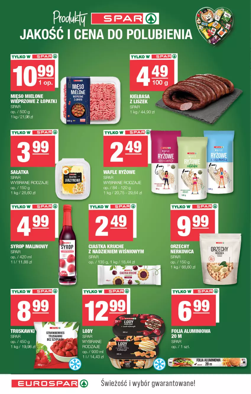 Gazetka promocyjna Spar - EuroSpar - ważna 10.08 do 20.08.2025 - strona 10 - produkty: Ciastka, Kiełbasa, Lody, Mięso, Mięso mielone, Sałat, Sałatka, Syrop, Truskawki