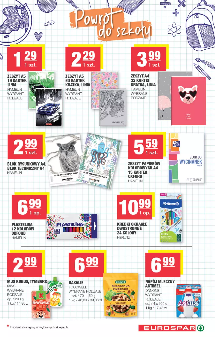 Gazetka promocyjna Spar - EuroSpar - ważna 10.08 do 20.08.2025 - strona 11 - produkty: Actimel, Danone, Kubuś, Mus, Napój, Napój mleczny, Papier, Plastelina, Tymbark