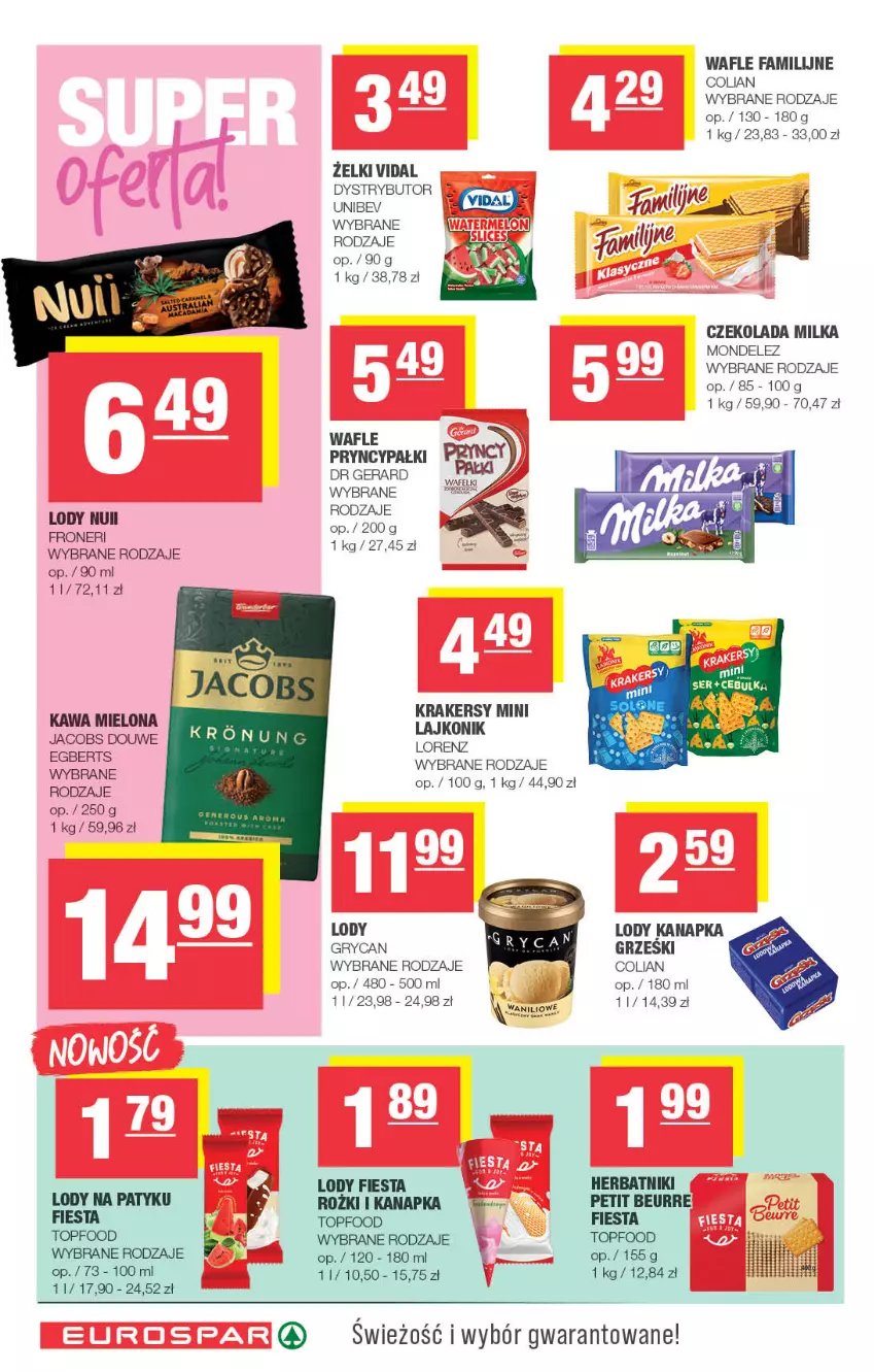 Gazetka promocyjna Spar - EuroSpar - ważna 10.08 do 20.08.2025 - strona 12 - produkty: Czekolada, Dr Gerard, Fa, Gry, Herbatniki, Jacobs, Kawa, Kawa mielona, Lody, Milka, Ser, Top, Wafle