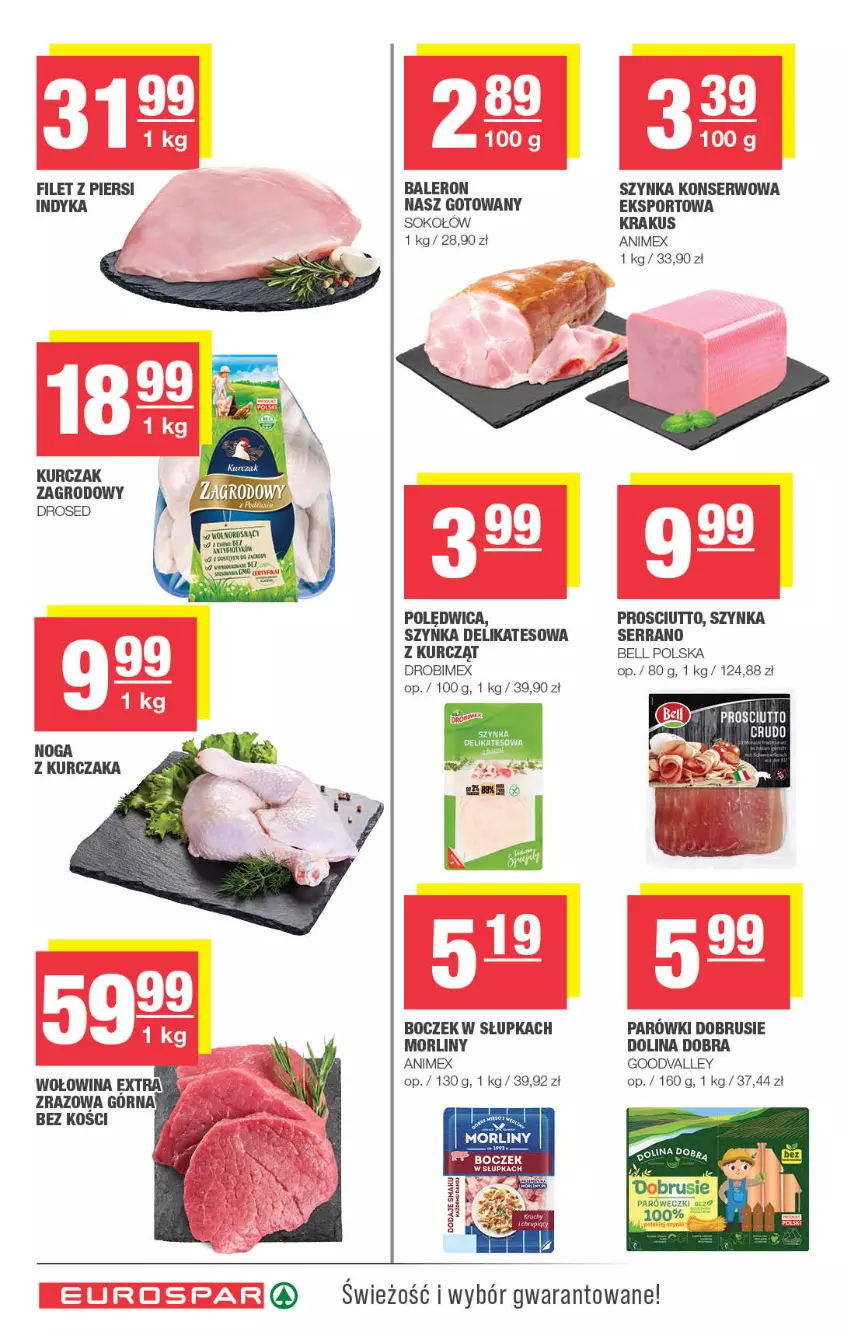 Gazetka promocyjna Spar - EuroSpar - ważna 10.08 do 20.08.2025 - strona 6 - produkty: Bell, Boczek, Drobimex, Filet z piersi indyka, Krakus, Kurczak, Morliny, Obrus, Polędwica, Por, Prosciutto, Ser, Sok, Sokołów, Sport, Szynka, Szynka delikatesowa, Szynka konserwowa, Wołowina