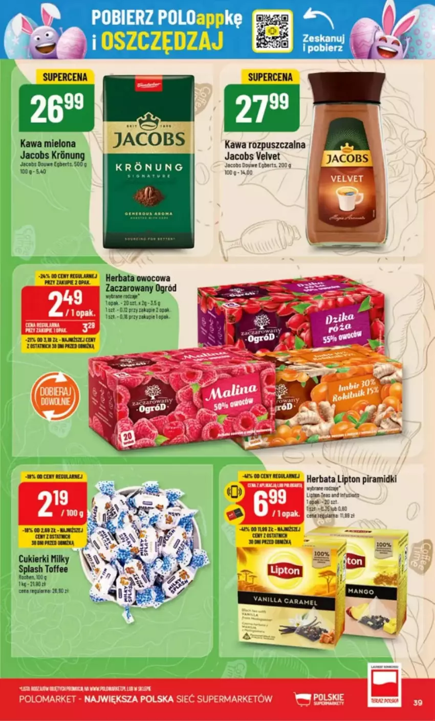 Gazetka promocyjna PoloMarket - ważna 12.03 do 18.03.2025 - strona 33 - produkty: Herbata, Herbata owocowa, Jacobs, Jacobs Velvet, Kawa, Kawa rozpuszczalna, Lipton, Tran, Velvet