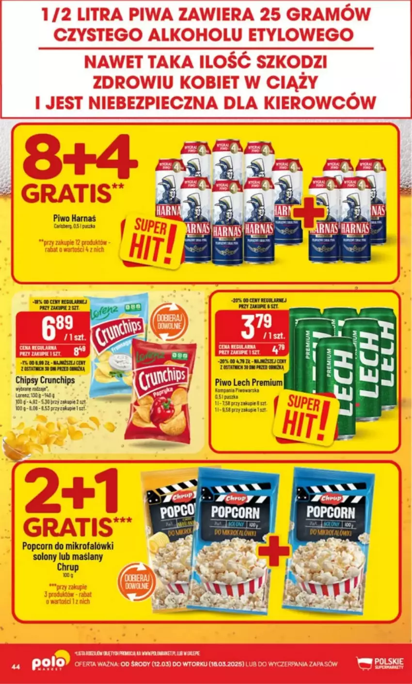 Gazetka promocyjna PoloMarket - ważna 12.03 do 18.03.2025 - strona 39 - produkty: Chipsy, Crunchips, Fa, Harnaś, Lech Premium, Piwo, Popcorn