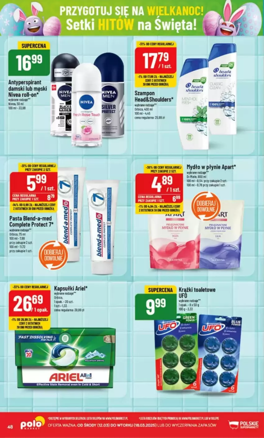 Gazetka promocyjna PoloMarket - ważna 12.03 do 18.03.2025 - strona 43 - produkty: Antyperspirant, Ariel, BIC, Blend-a-Med, Fa, Mydło, Mydło w płynie, Nivea, Szampon