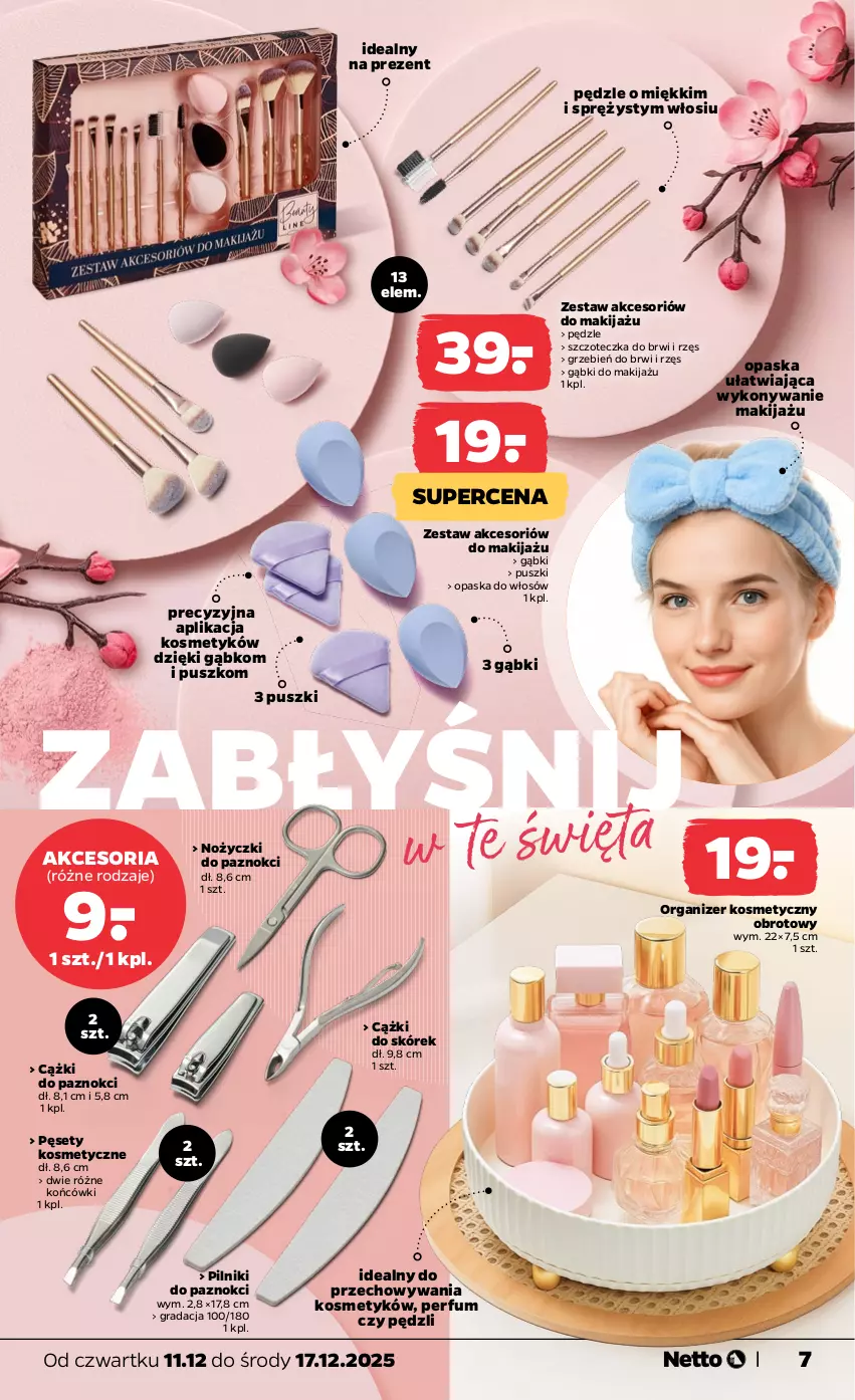 Gazetka promocyjna Netto - Od Czwartku Przemysłowa - ważna 11.12 do 17.12.2025 - strona 7 - produkty: Cążki, Cążki do skórek, Gra, Makijaż, Noż, Nożyczki, Opaska, Opaska do włosów, Organizer, Perfum, Pilnik, Szczoteczka