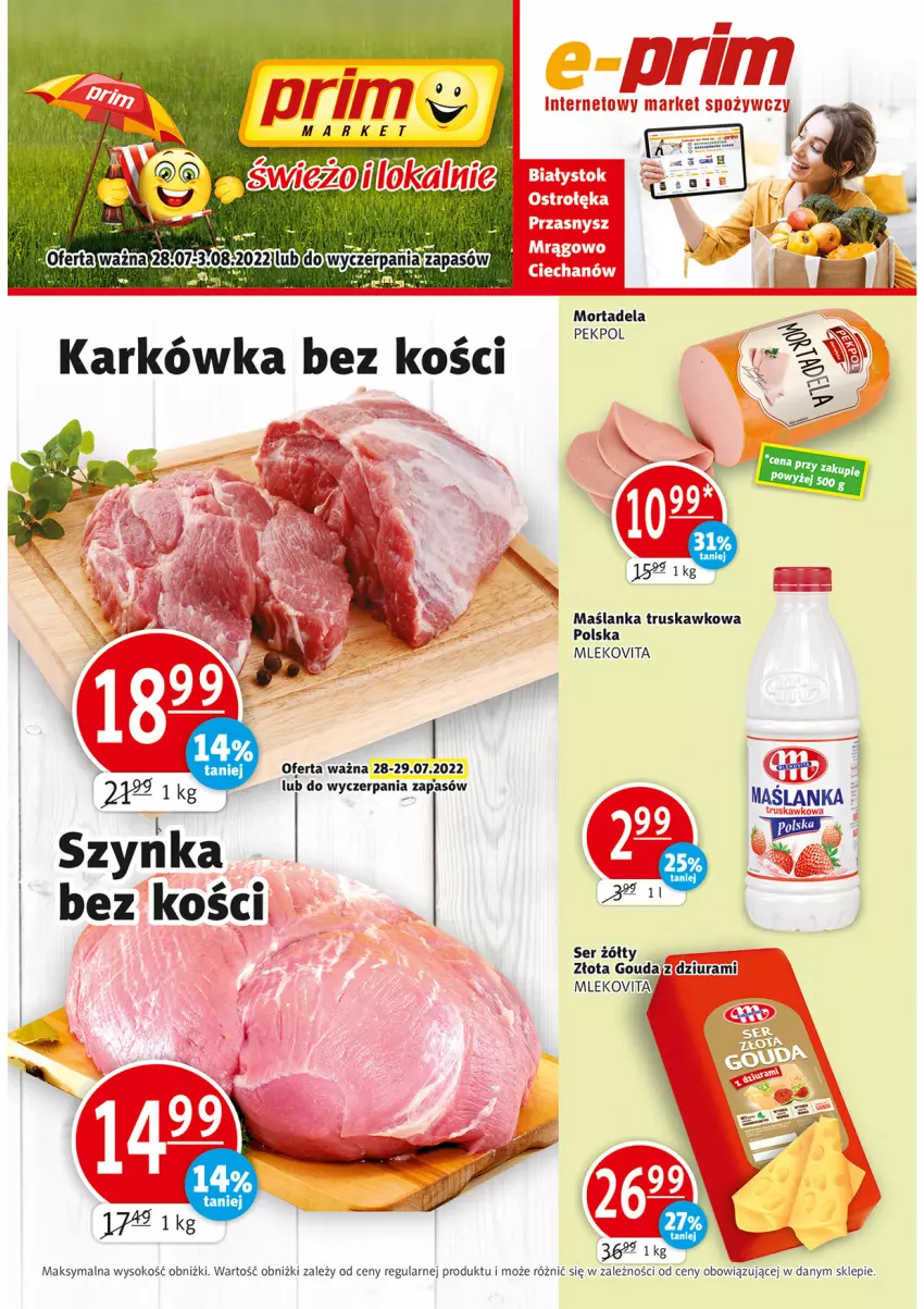 Gazetka promocyjna Prim Market - ważna 28.07 do 01.08.2022 - strona 1 - produkty: Gouda, Maślanka, Mleko, Mlekovita, Pekpol, Ser, Sok