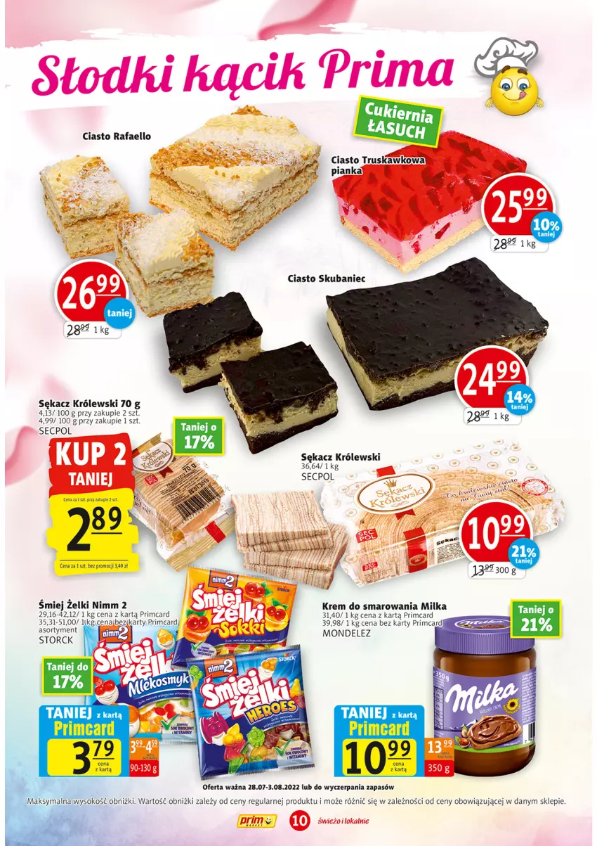 Gazetka promocyjna Prim Market - ważna 28.07 do 01.08.2022 - strona 10 - produkty: Królewski, Milka, Sękacz, Sok