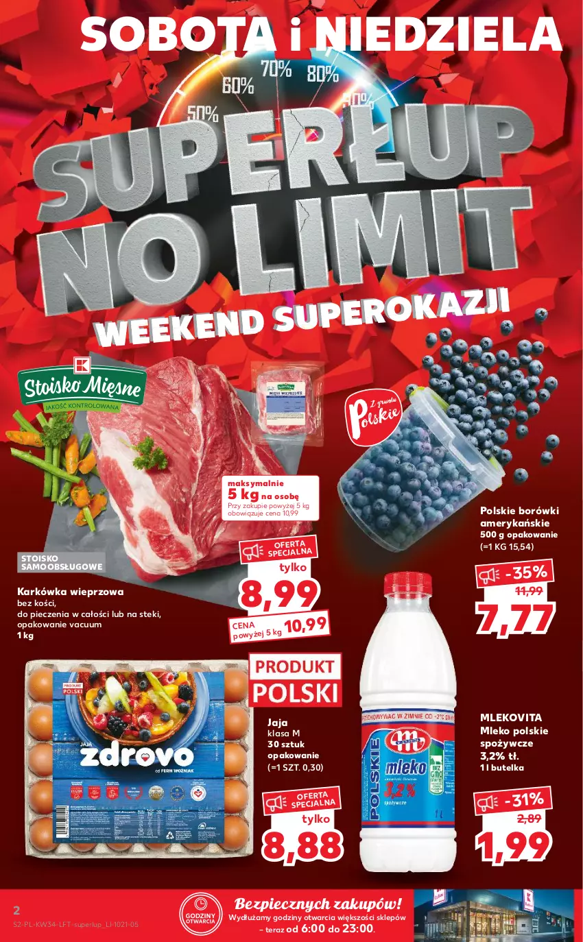 Gazetka promocyjna Kaufland - OFERTA TYGODNIA - ważna 26.08 do 01.09.2021 - strona 2 - produkty: Jaja, Karkówka wieprzowa, Mleko, Mlekovita, Piec, Stek, Tera