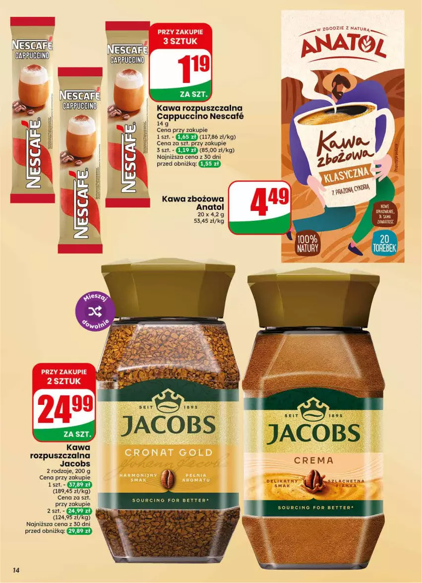 Gazetka promocyjna Dino - Gazetka 30 / 2026 - ważna 22.07 do 28.07.2026 - strona 14 - produkty: Cappuccino, Jacobs, Kawa, Kawa rozpuszczalna