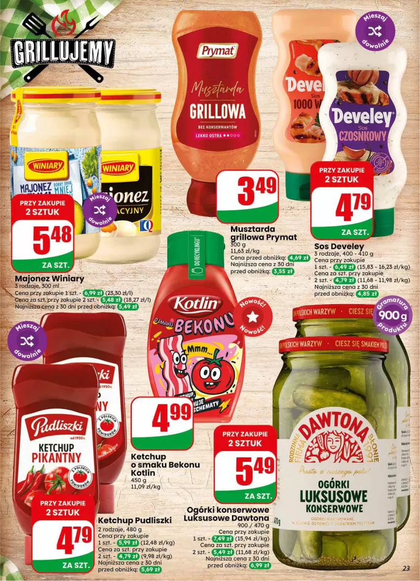 Gazetka promocyjna Dino - Gazetka 30 / 2026 - ważna 22.07 do 28.07.2026 - strona 23 - produkty: Beko, Ketchup, Majonez, Mus, Musztarda, Ogórki konserwowe, Prymat, Pudliszki, Ser, Sos, Winiary