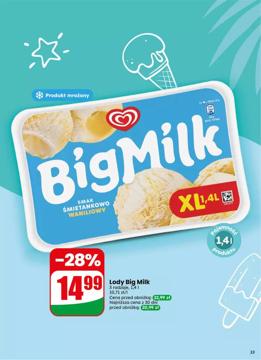 Gazetka promocyjna Dino - Gazetka 30 / 2026 - ważna 22.07 do 28.07.2026 - strona 33 - produkty: Big Milk, Lody