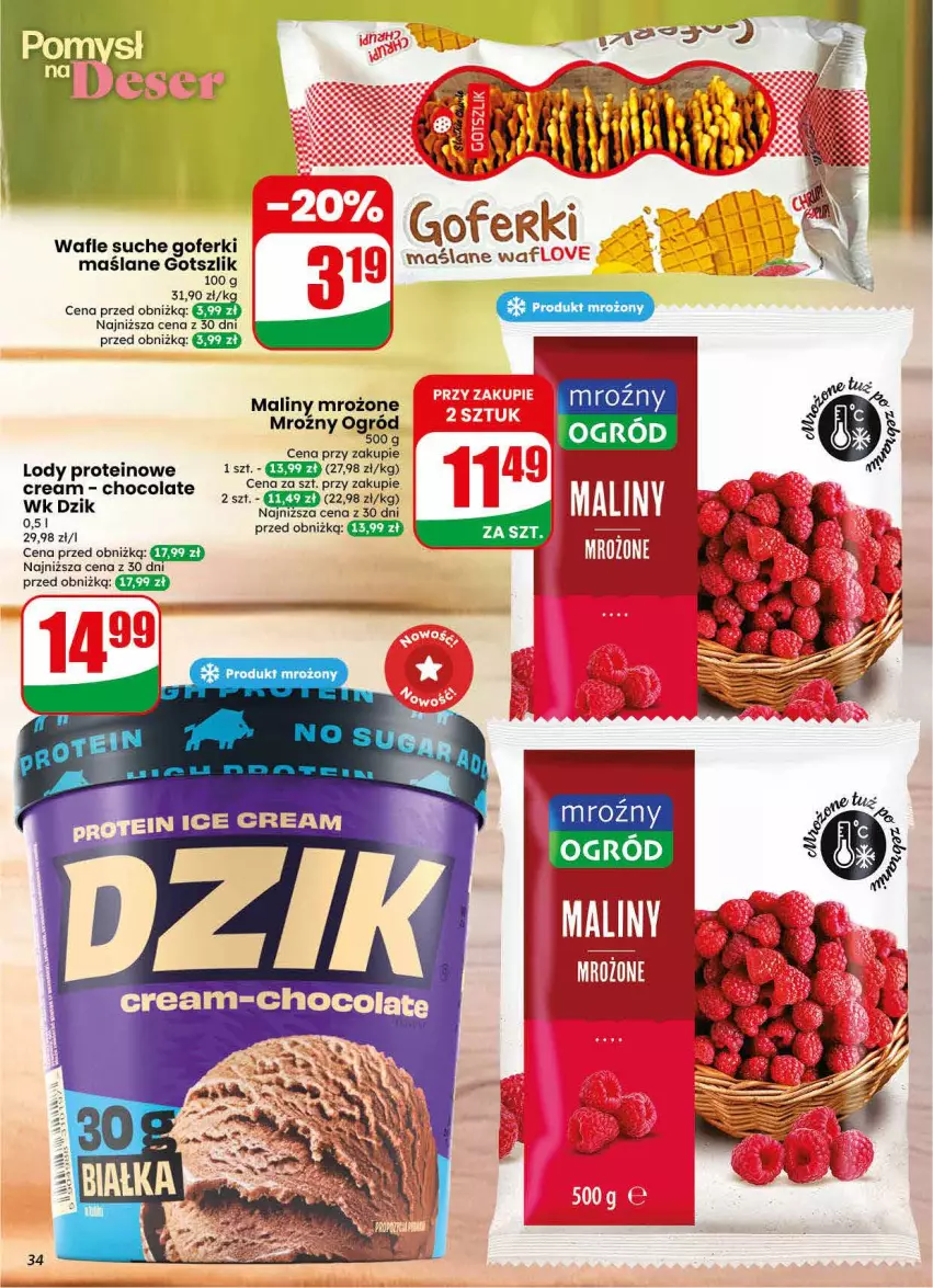 Gazetka promocyjna Dino - Gazetka 30 / 2026 - ważna 22.07 do 28.07.2026 - strona 34 - produkty: Lody, Maliny, Ogród, Wafle