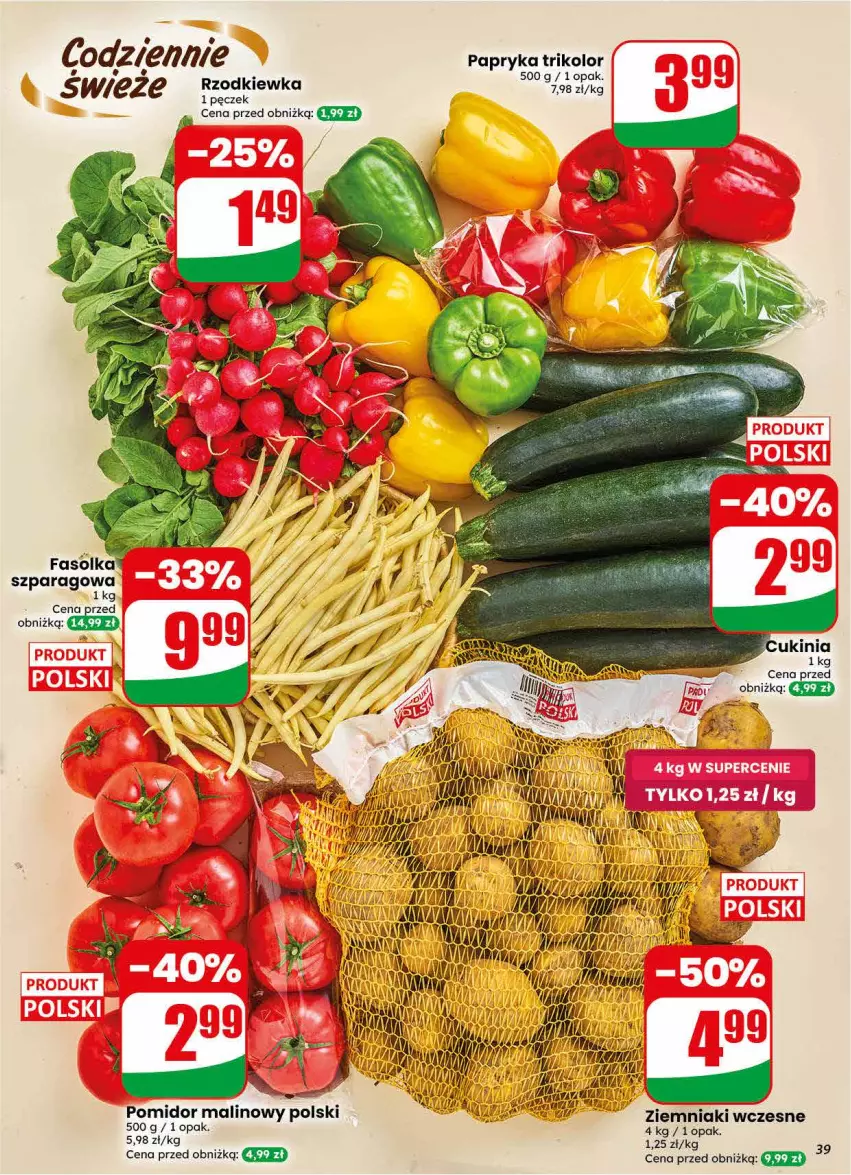 Gazetka promocyjna Dino - Gazetka 30 / 2026 - ważna 22.07 do 28.07.2026 - strona 39 - produkty: Fa, Papryka, Pomidor malinowy, Rzodkiewka, Ziemniaki